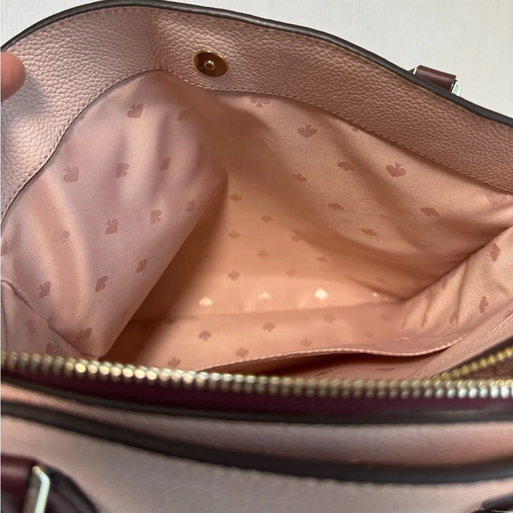 Kate Spade Monet Large Compartment Tote – Leather Pink Burgundy Shoulder Bag - Picture 13 of 17